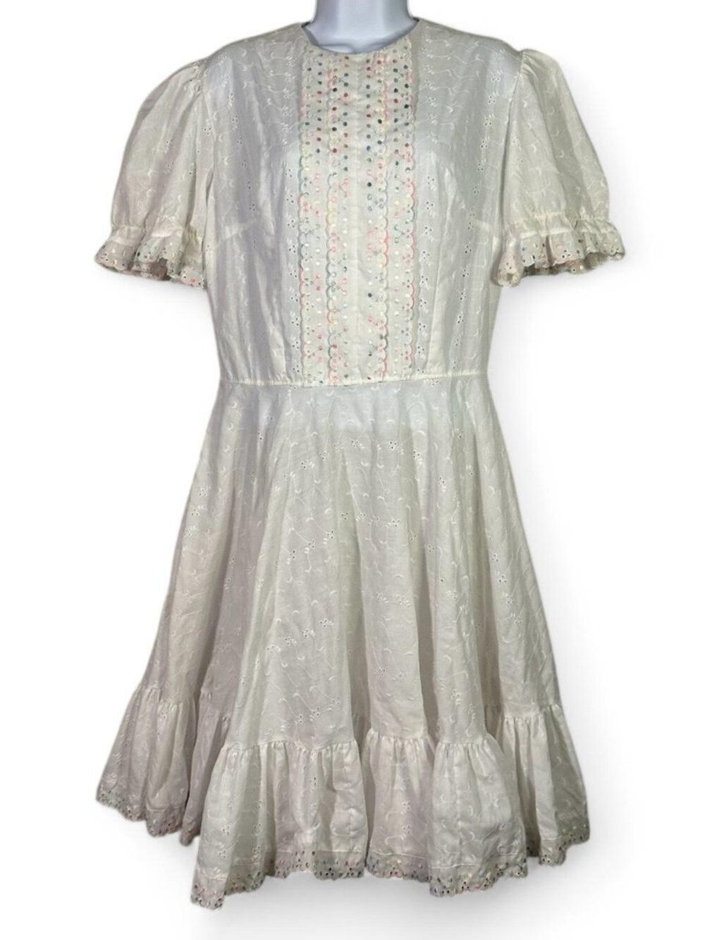 Vintage Kate Schorer Originals Cotton Eyelet Midi Dress